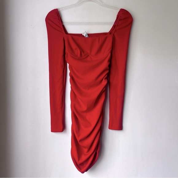 Princess Polly Portia Red Longsleeve Bodycon Mini Dress 0 - Picture 6 of 8